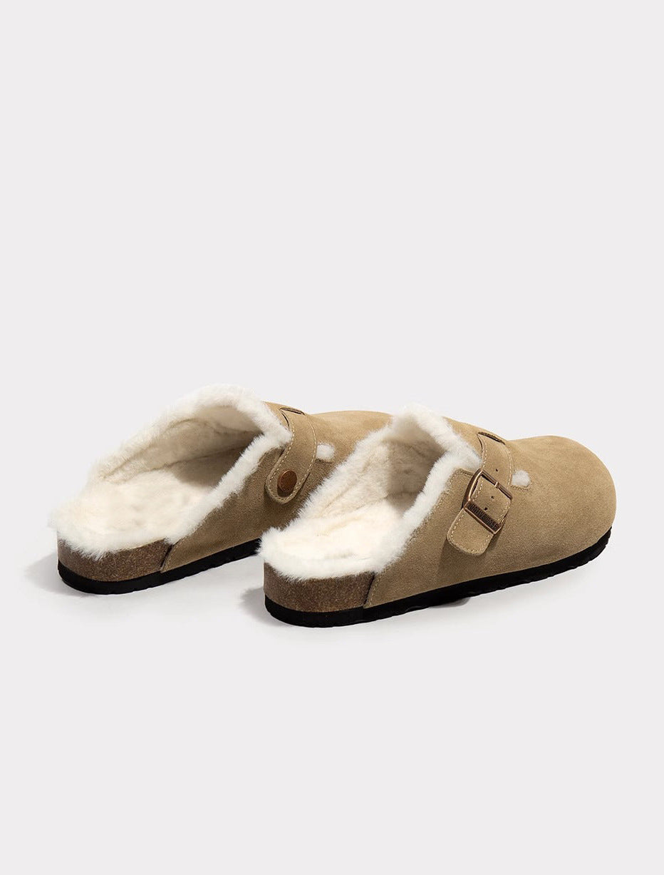 Mules en Daim à Fourrure - Sabots Mode Confortable pour Automne-Hiver