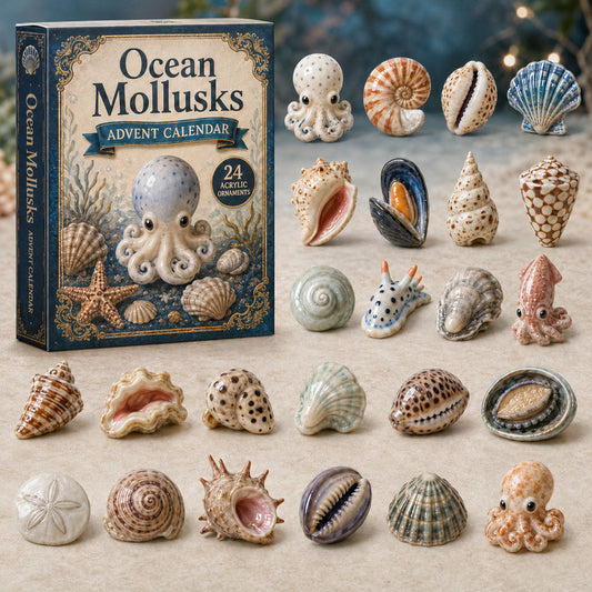 Ocean Mollusks Shells Advent Calendar 2026 - 24-Day Festive Countdown