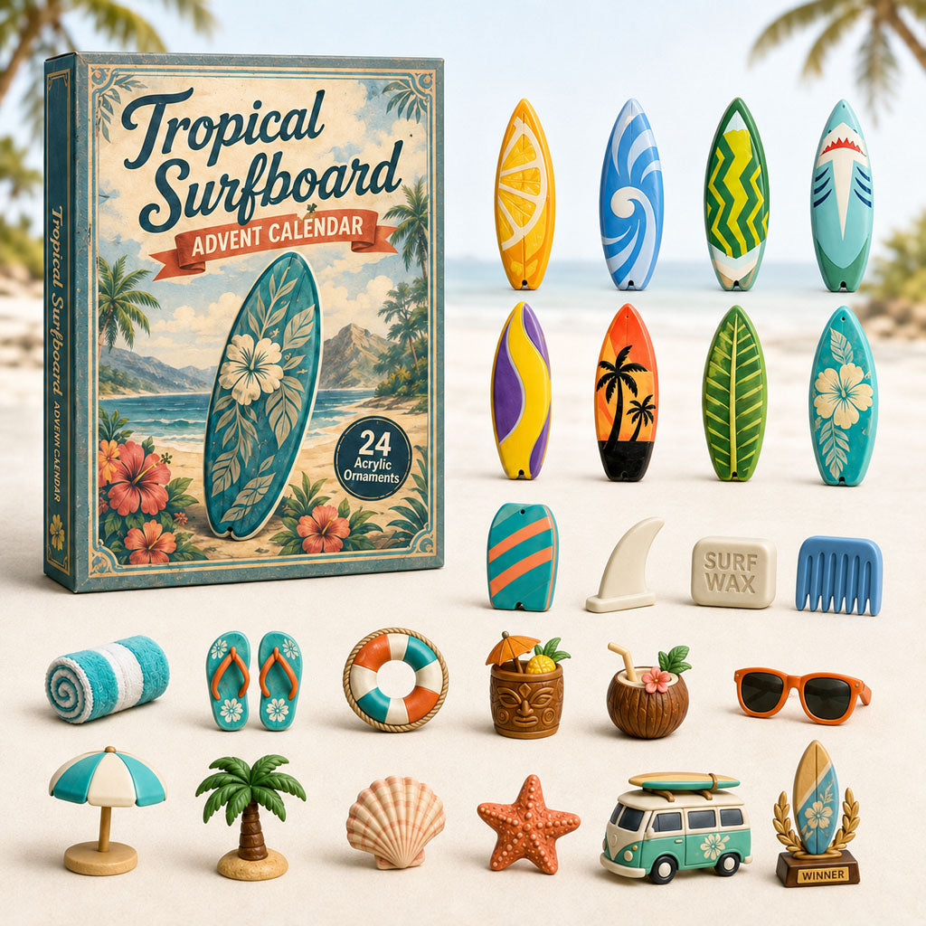 Ocean Tropical Surfboard Advent Calendar 2026 - 24-Day Festive Countdown