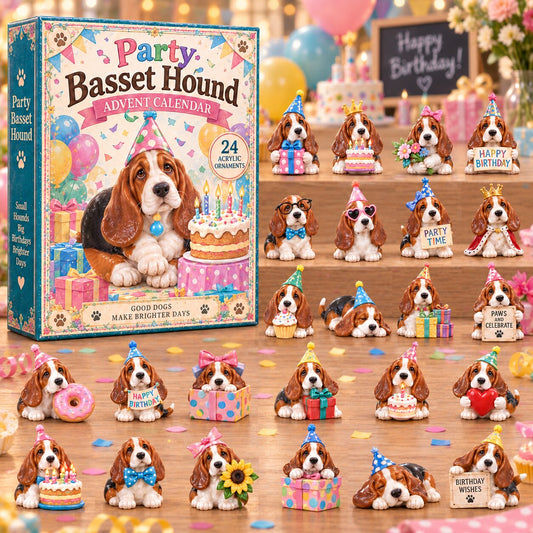 Party Basset Hound Advent Calendar 2026 - 24-Day Festive Countdown