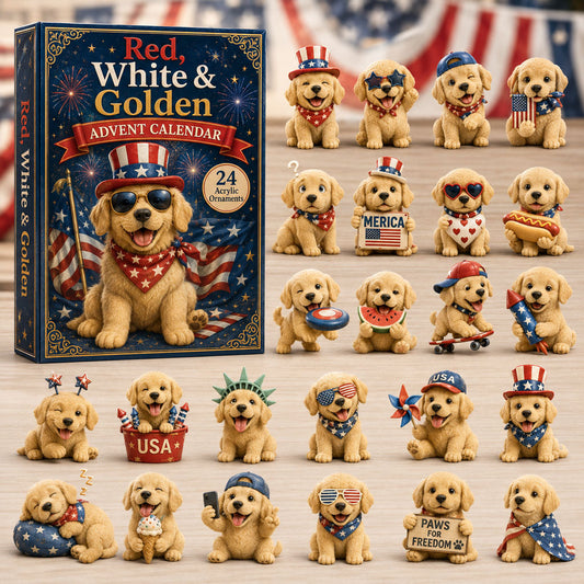 Patriotic Golden Retriever Advent Calendar 2026 - 24-Day Festive Countdown