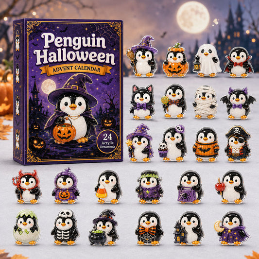HALLOWEEN KICKOFF 40% OFF - Penguin Halloween Advent Calendar 2026 - 24-Day Festive Countdown, Acrylic Charms Blind Box - Gift For Penguin Lovers AC0HA077