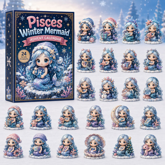 Pisces Winter Mermaid Advent Calendar 2026 - 24-Day Festive Countdown