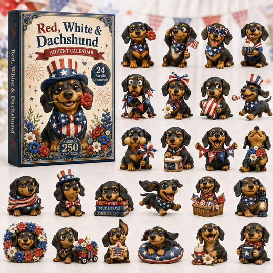 Red White Dachshund Advent Calendar 2026 - 24-Day Festive Countdown