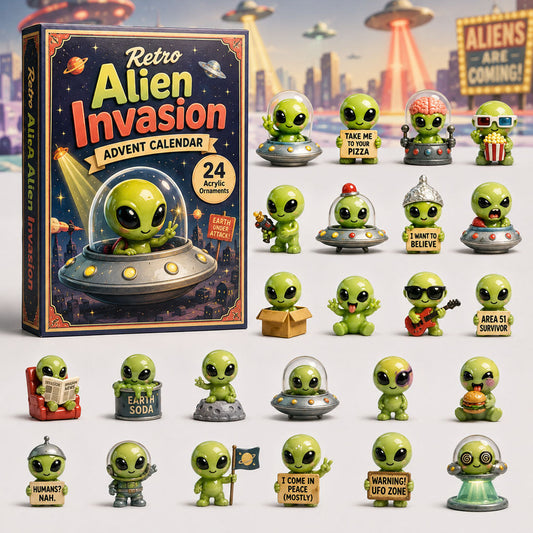 Retro Alien Invasion Advent Calendar 2026 - 24-Day Festive Countdown