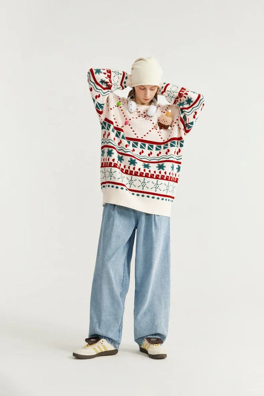 Pull de Noël tricoté à motif de neige