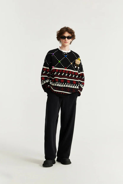 Pull de Noël tricoté à motif de neige