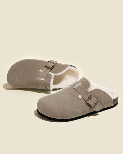 Mules en Daim à Fourrure - Sabots Mode Confortable pour Automne-Hiver