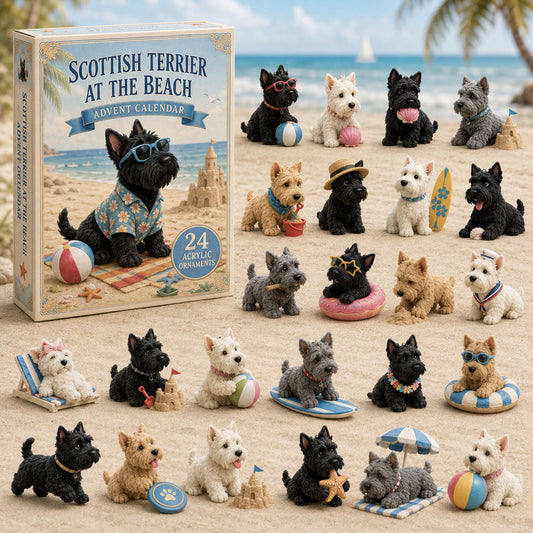 Scottish Terrier Beach Advent Calendar 2026 - 24-Day Festive Countdown