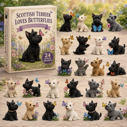 Scottish Terrier Butterflies Advent Calendar 2026 - 24-Day Festive Countdown