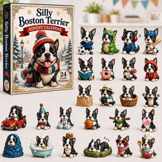 Silly Boston Terrier Advent Calendar 2026 - 24-Day Festive Countdown