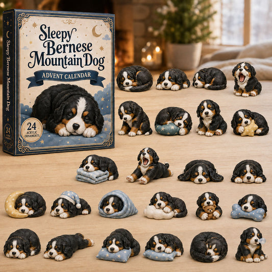 Sleepy Bernese Mountain Dog Advent Calendar 2026 - 24-Day Festive Countdown