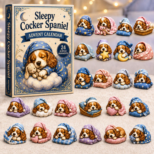 Sleepy Cocker Spaniel Advent Calendar 2026 - 24-Day Festive Countdown