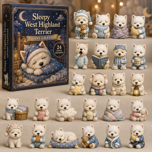 Sleepy West Highland Terrier Advent Calendar 2026 - 24-Day Festive Countdown