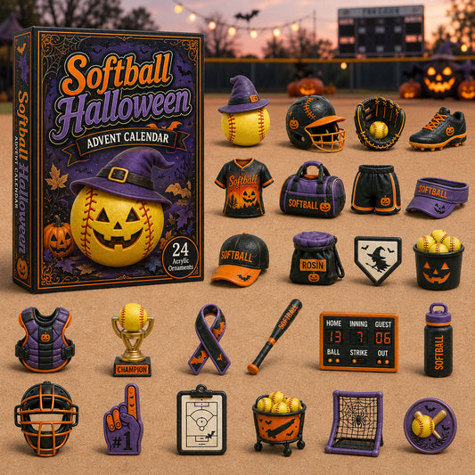 HALLOWEEN KICKOFF 40% OFF - Softball Halloween Advent Calendar 2026 - 24-Day Festive Countdown, Acrylic Charms Blind Box - Gift For Softball Lovers AC0HA073