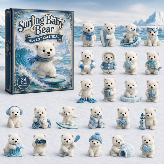 Surfing Baby Polar Bear Advent Calendar 2026 - 24-Day Festive Countdown
