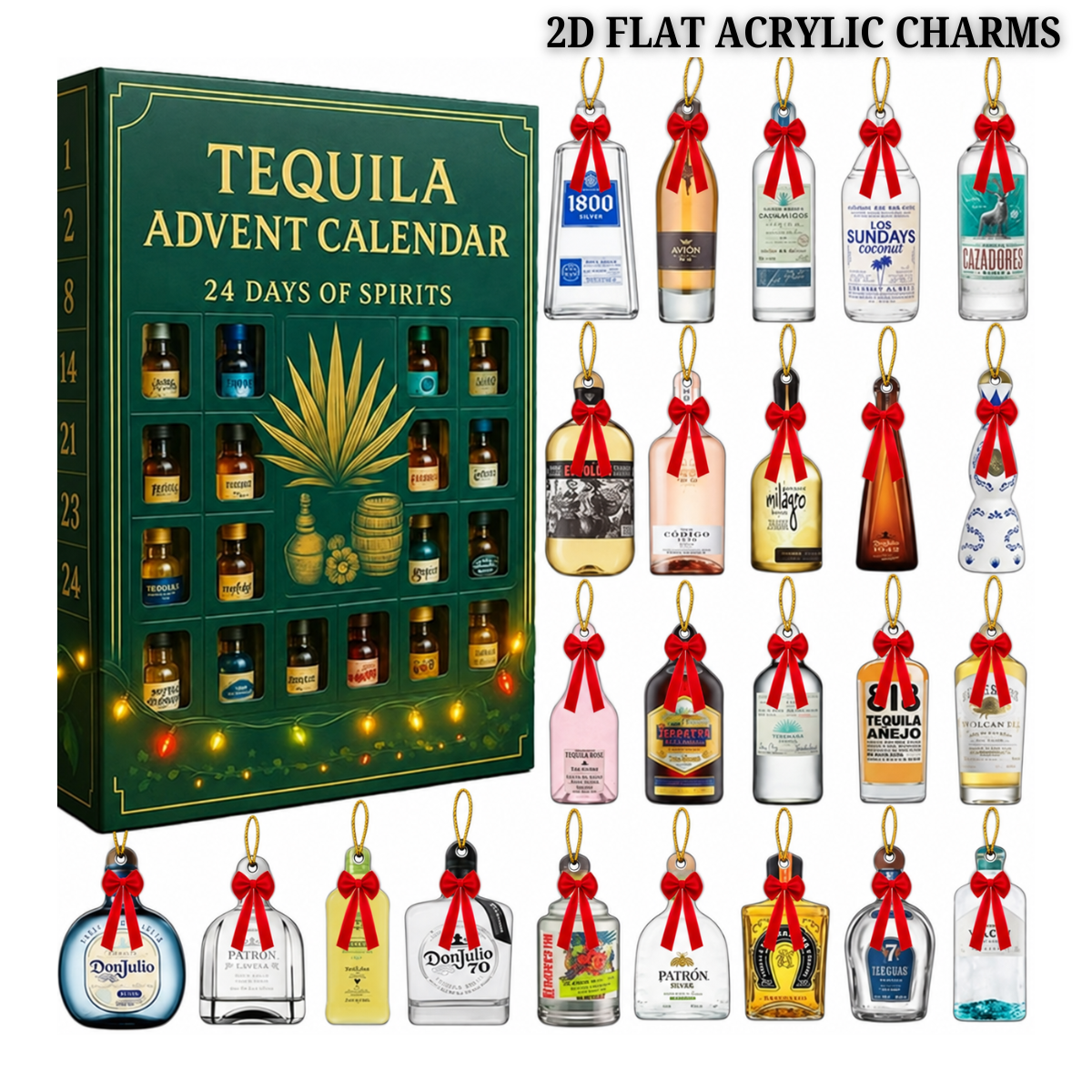 2026 Tequila Advent Calendar 24 Days Of Festive Surprises Mexican Inspired Holiday Countdown Gift 2d Acrylic Collectible Display Decor
