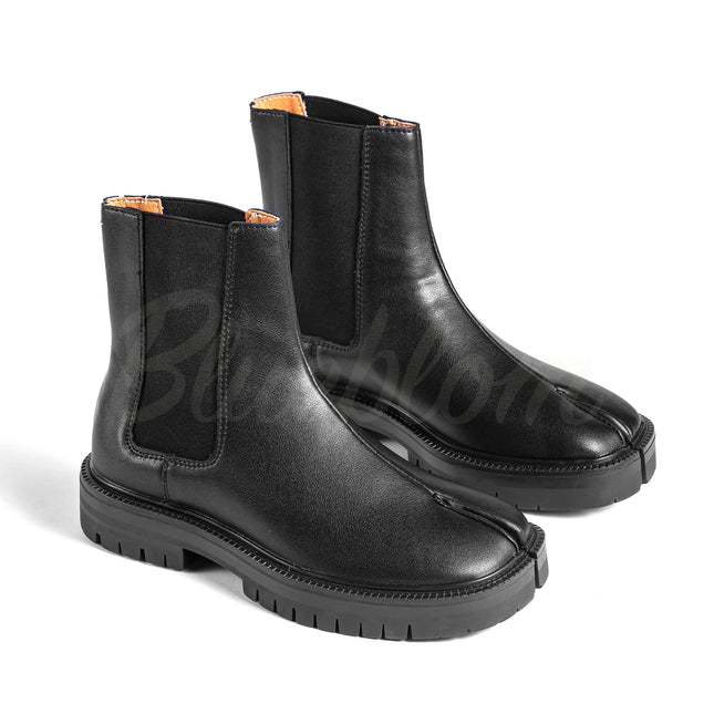 Black Tabi Split Toe Ankle Boots
