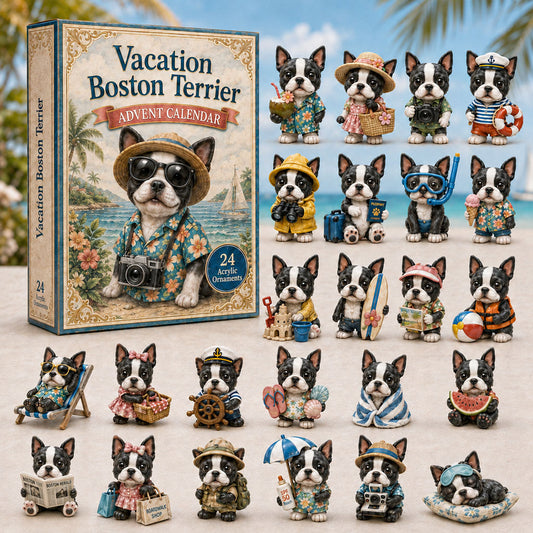 Vacation Boston Terrier Advent Calendar 2026 - 24-Day Festive Countdown