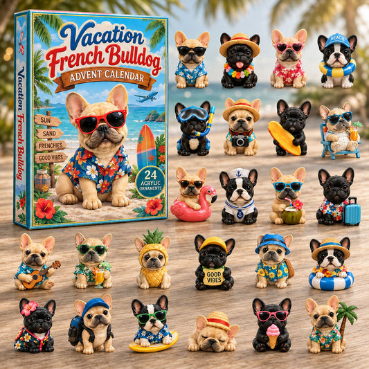 Vacation French Bulldog Advent Calendar 2026 - 24-Day Festive Countdown