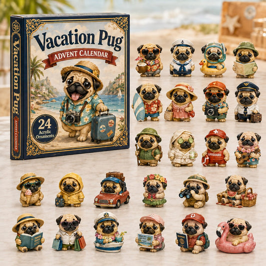 Vacation Pug Advent Calendar 2026 - 24-Day Festive Countdown