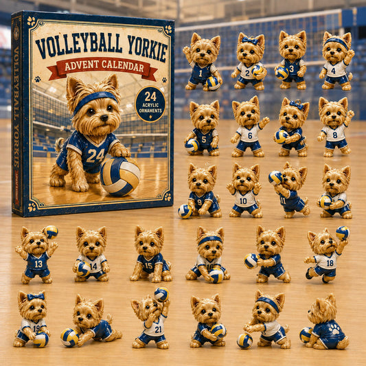 Volleyball Yorkie Player Advent Calendar 2026 - 24-Day Festive Countdown