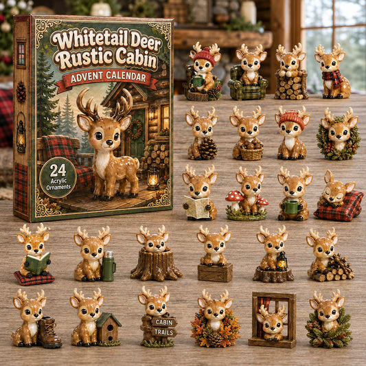 Whitetail Deer Rustic Cabin Advent Calendar 2026 - 24-Day Festive Countdown