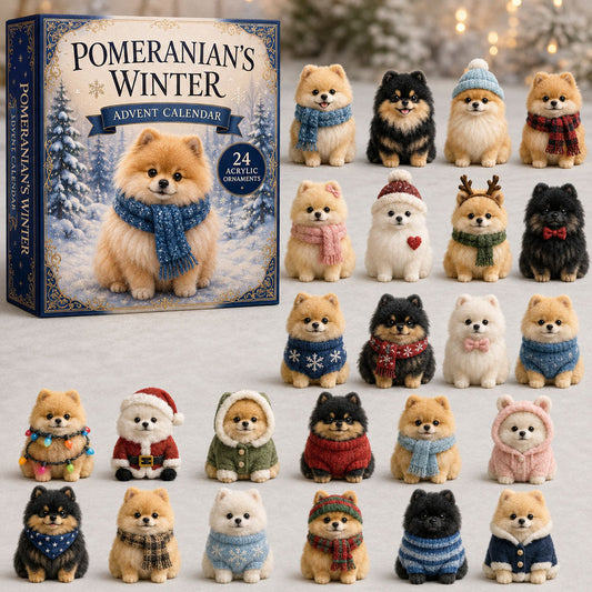 Winter Pomeranian Advent Calendar 2026 - 24-Day Festive Countdown