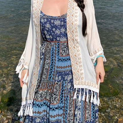 Onbely robe longue imprimé à fleurie à fines brides bohème bleu boho dress