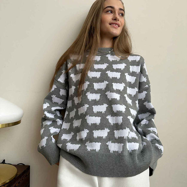 Onbely pull tissu tricoté col rond manches longues mode décontracté tous les jours bureau