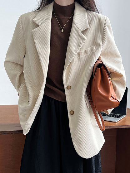 Onbely Blazer en velours côtelé femme style vintage avec poches et boutonnage
