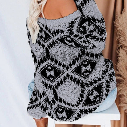 Onbely pull tissu tricoté col en V manches longues mode décontractée tous les jours bureau