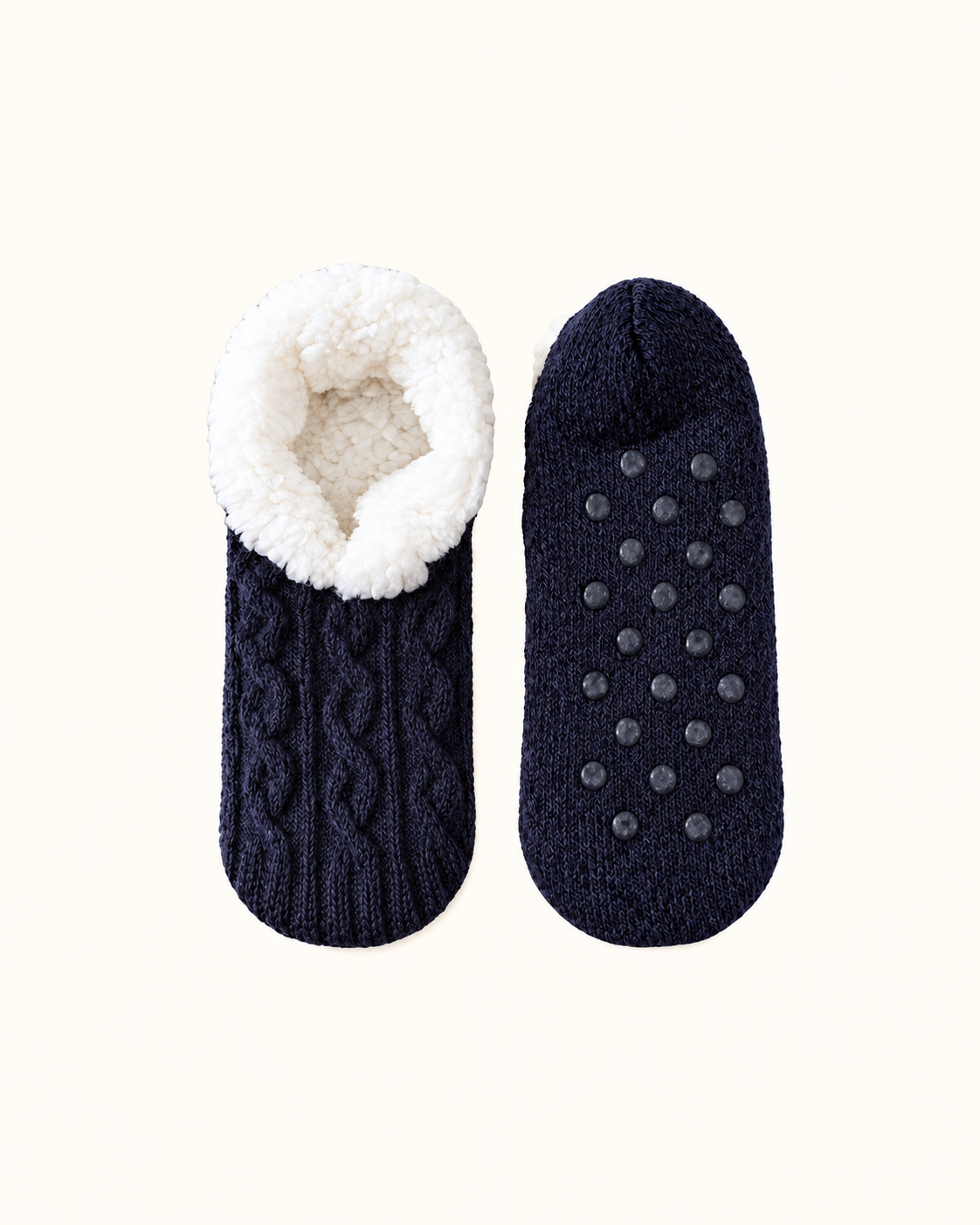 Cozy Cable Knit Fleece-Lined Slipper Socks