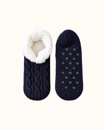 Cozy Cable Knit Fleece-Lined Slipper Socks