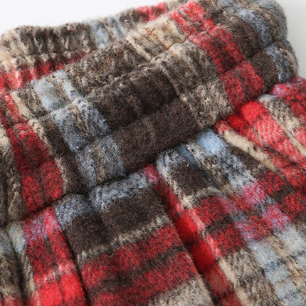 Onbely pantalon en laine mélangée ample carreaux strappy femme noël