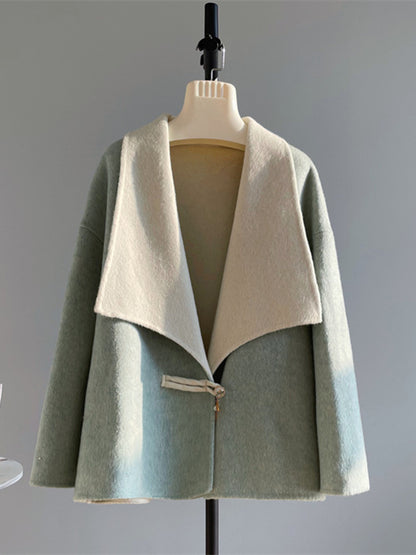 Onbely manteau en laine couleur bloc femme mode