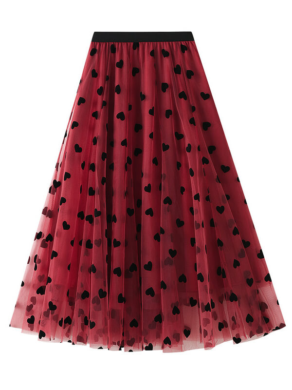Onbely jupe longue tulle coeur fluide mode femme - onbely