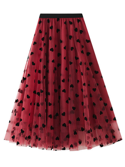 Onbely jupe longue tulle coeur fluide mode femme - onbely