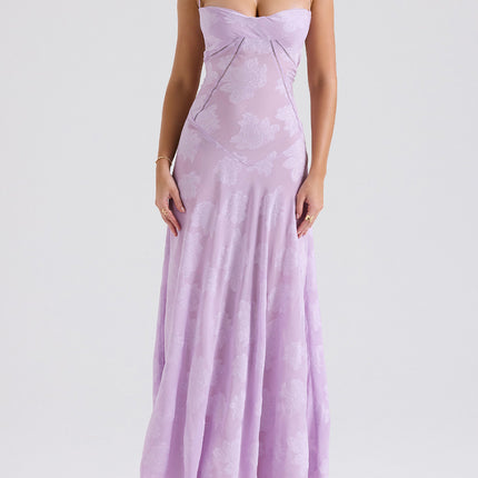 Onbely robe de soirée longue élégante à fines brides en jacquard pour un mariage femme cérémonie