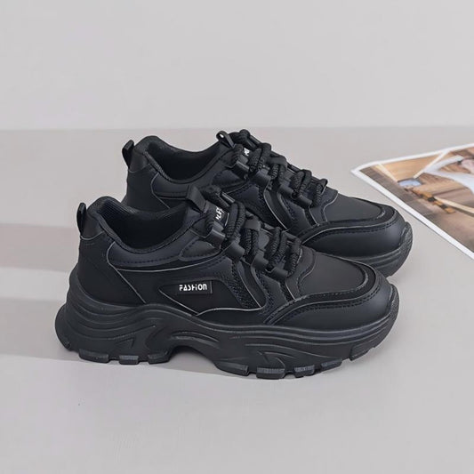 Onbely Baskets Chunky Noires Femme Sneakers Mode Confortables Polyvalentes Pour Marche Loisirs  Ville