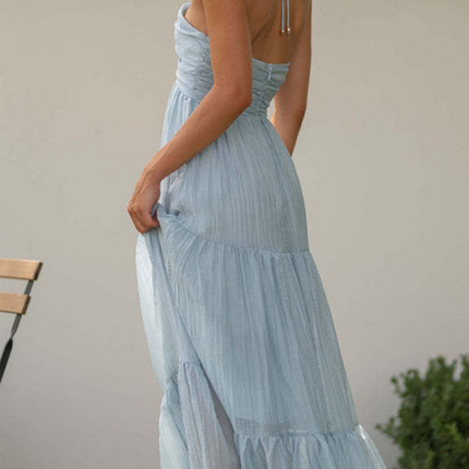 Onbely Robe Longue à volantée Licou Dos Nu Chic Vacances