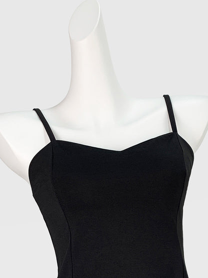 Onbely robe courte trapèze noire à fines brides pour fête et cocktail