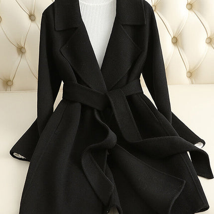 Onbely manteau en laine avec ceinture col revers femme élégant noël