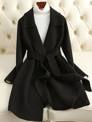 Onbely women's wool coat with belt lapel collar elegant Christmas