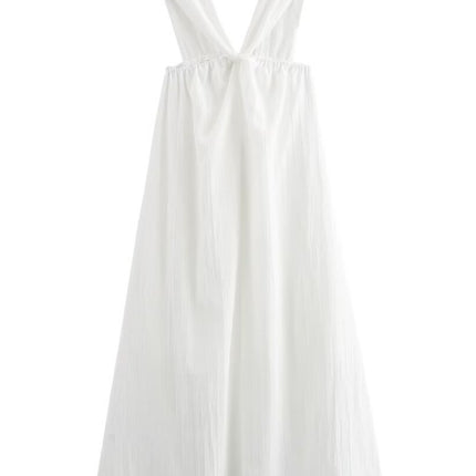 Onbely robe longue licou lâche décontracté vacances blanc