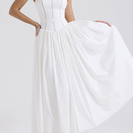 Onbely robe de soirée longue à fines brides bal de promo blanche