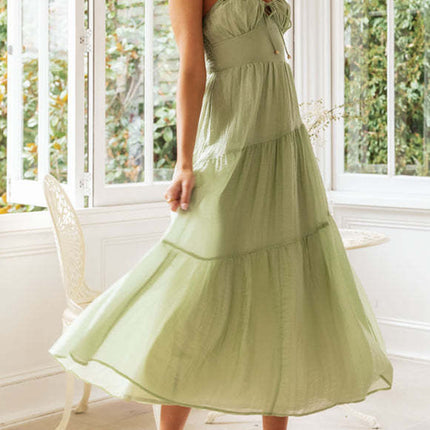 Onbely mi-longue robe à fines brides strappy vacances boho dress