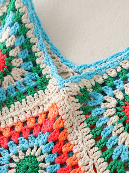Onbely Débardeur Bohème en Crochet avec Franges Décoratives pour Vacances et Plage