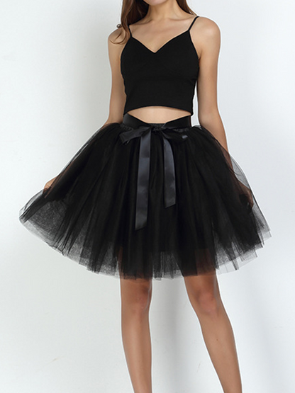 Onbely Jupe mi-longue en tulle avec ceinture élégante pour femme