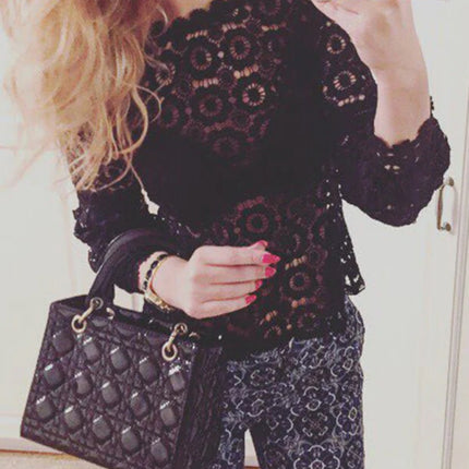 Onbely chemisier en dentelle découpes transparent mode femme top